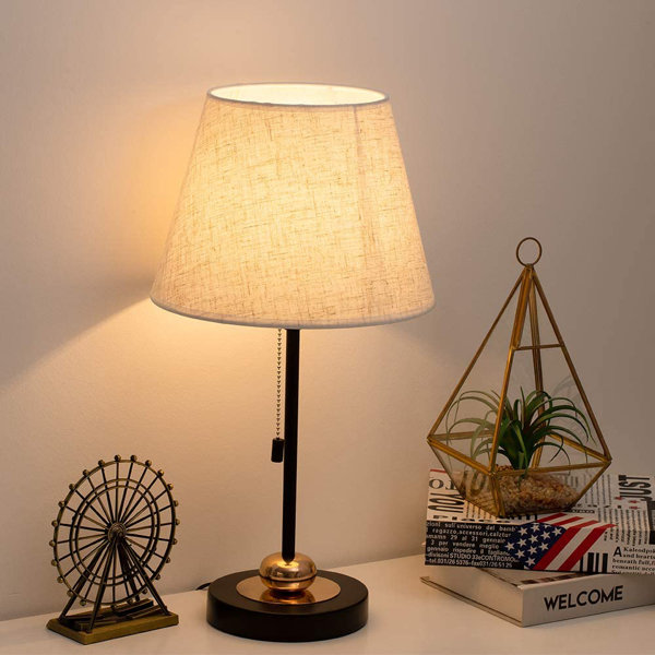 Rosdorf Park Modern Nightstand Lamps With Metal Base And Fabric Shade